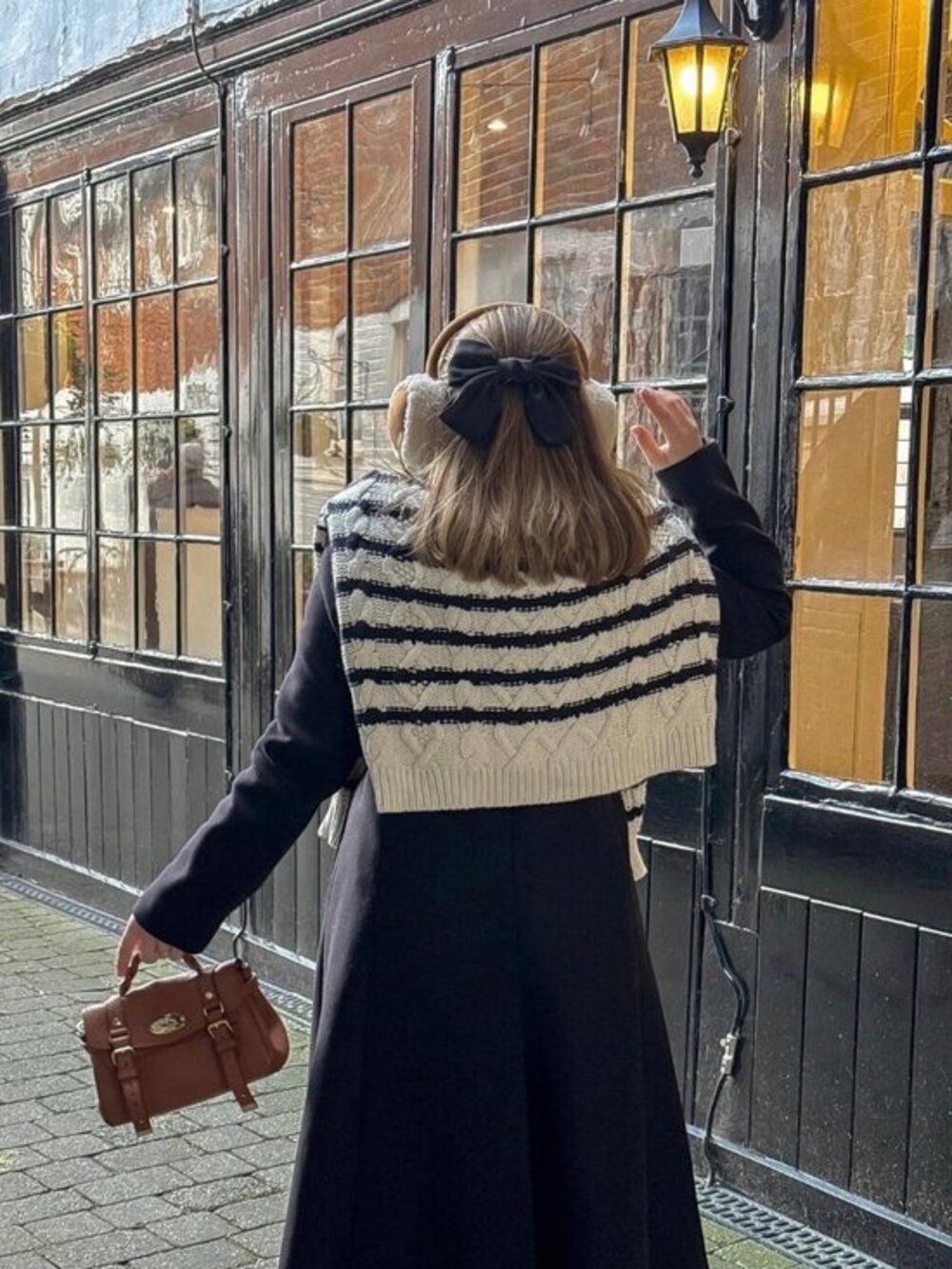 Sezane Sean‎ Cardigan Navy Ecru Striped Size Small Cotton Wool Cable Knit - Picture 13 of 16